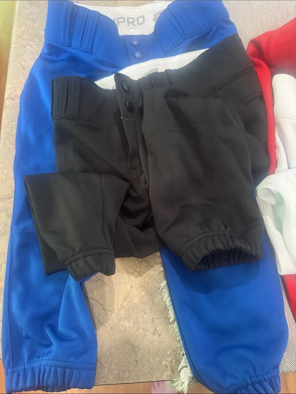 Lot of Champro softball Pants - Black, White, Red, Blue youth large